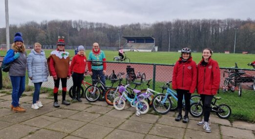 Volunteers with bikes